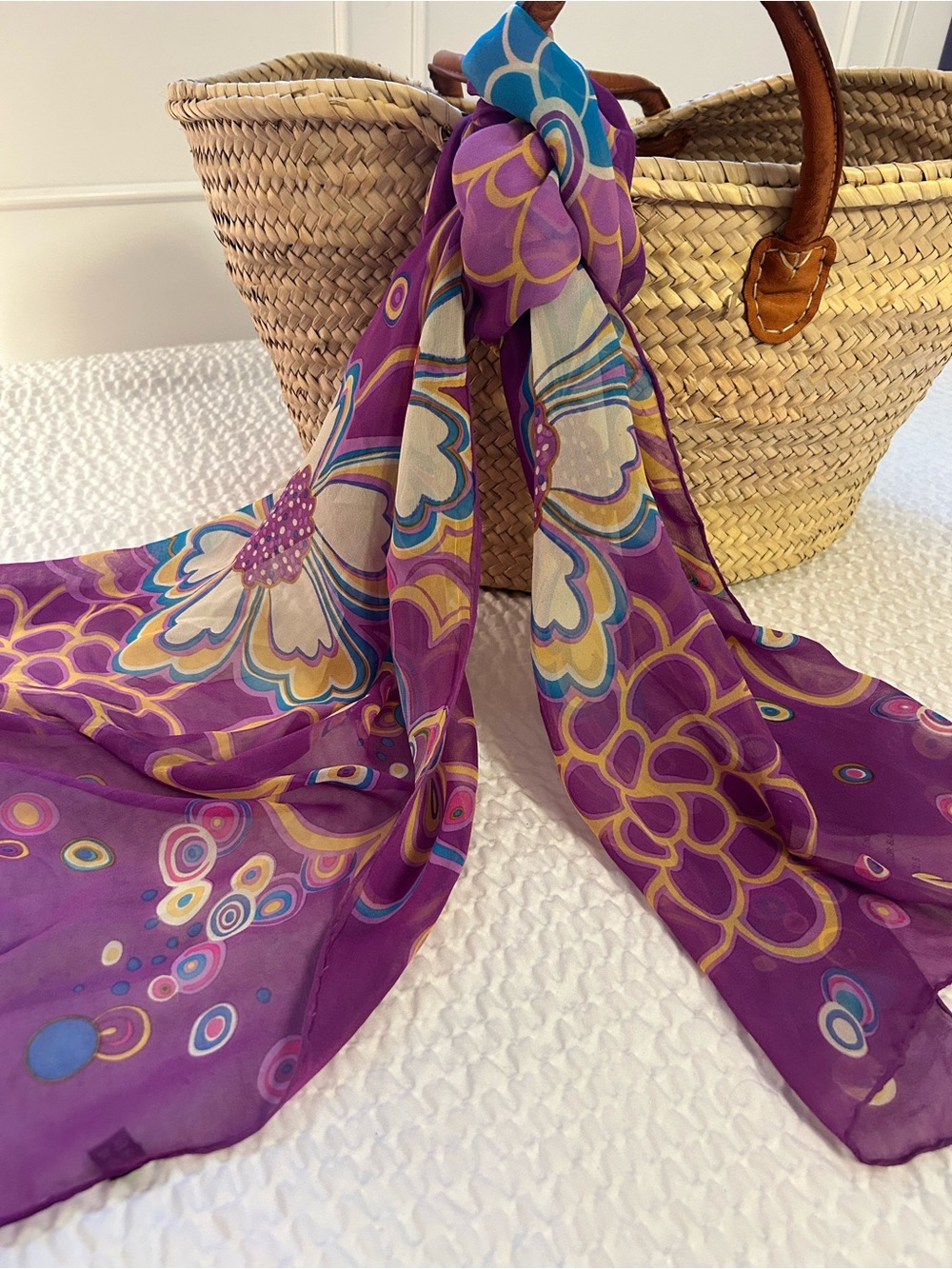 NWT Flower Power Silk purple scarf